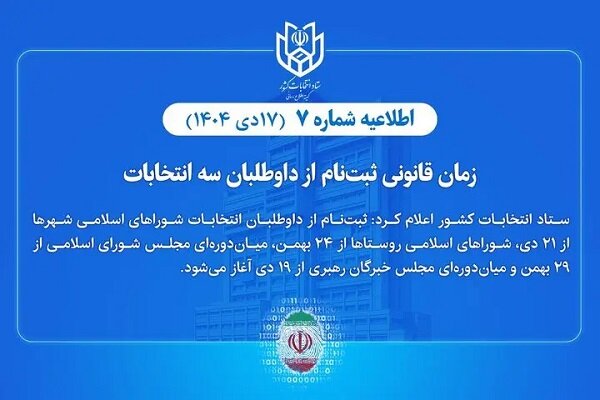زمان قانونی ثبت‌نام از داوطلبان سه انتخابات اعلام شد